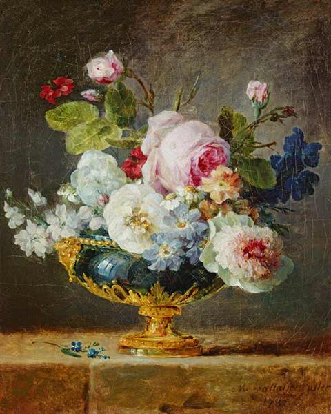 Flowers in a Blue Vase